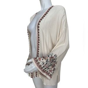 Boho Kimono Cream Embroidered Size Large / XL Maurices